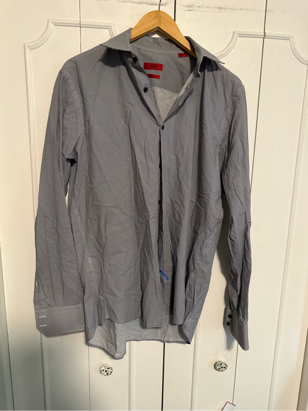 HUGO Men's Light Gray Button-Down Shirt Jacket